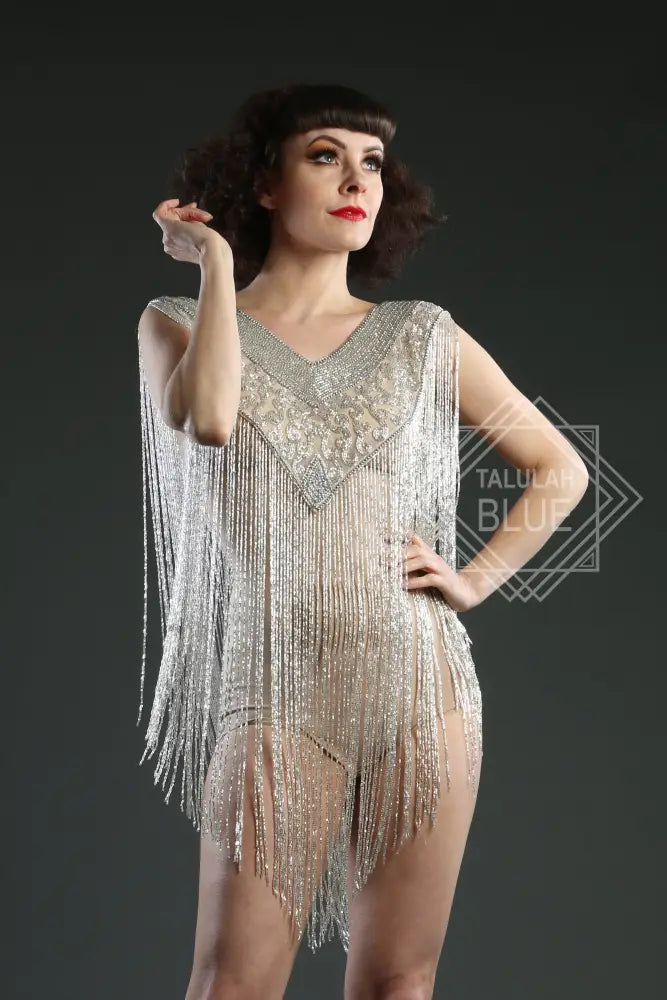Silver Fringe Cape 1920 great Gatsby costume