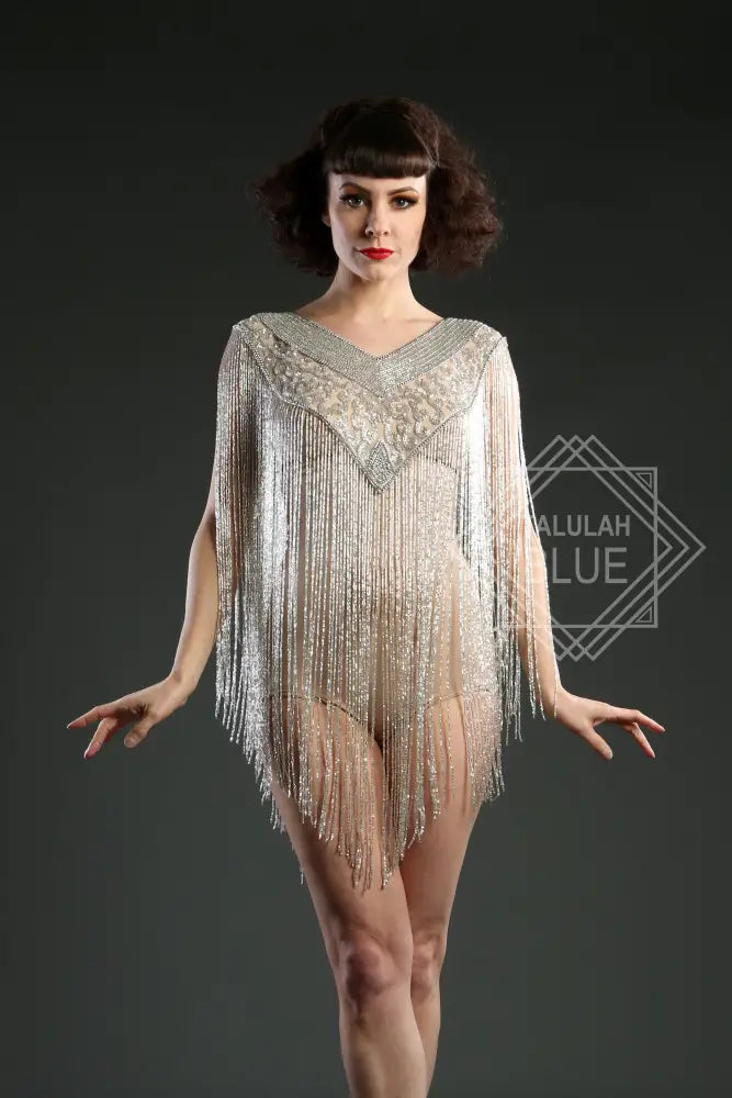 Silver Fringe Cape 1920 great Gatsby costume