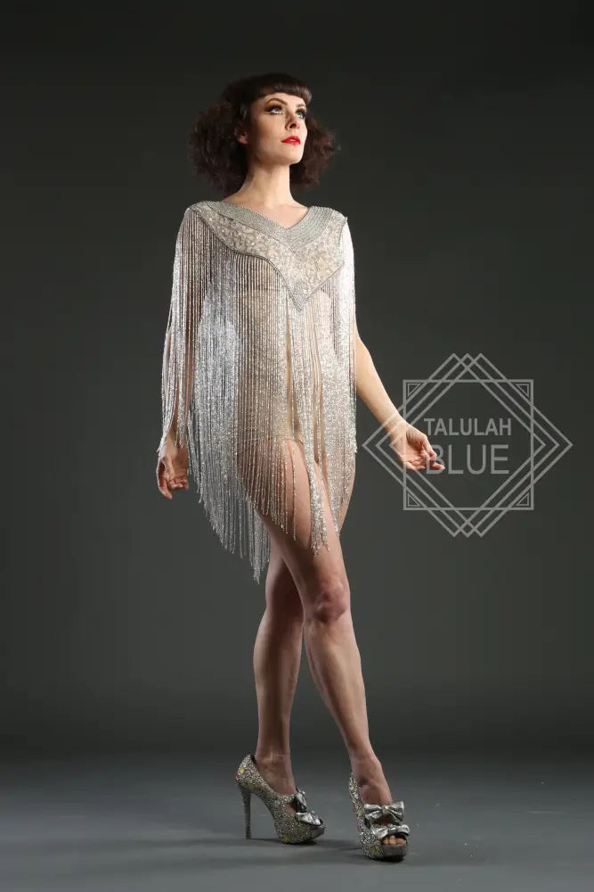 Silver Fringe Cape 1920 great Gatsby costume