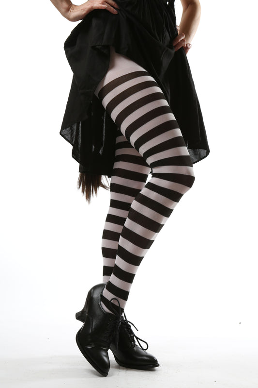 Black and White Stripe Tights