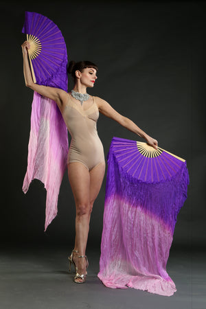 Purple Dip Dye Silk Fans