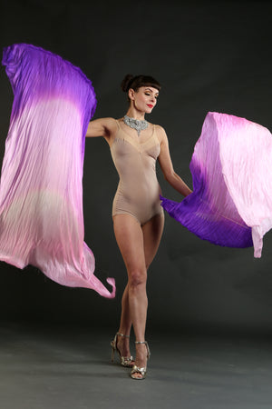 Purple Dip Dye Silk Fans