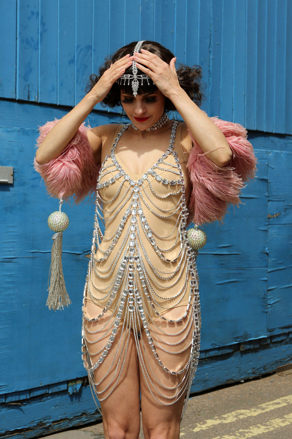 1920's flapper girl dress crystal gem costume