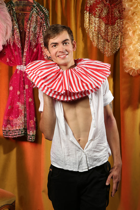 Cotton stripe circus costume neck ruff clown ruffle
