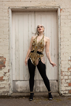 gold 1920 dance gold belly dance leotard flapper outfit festival fashion