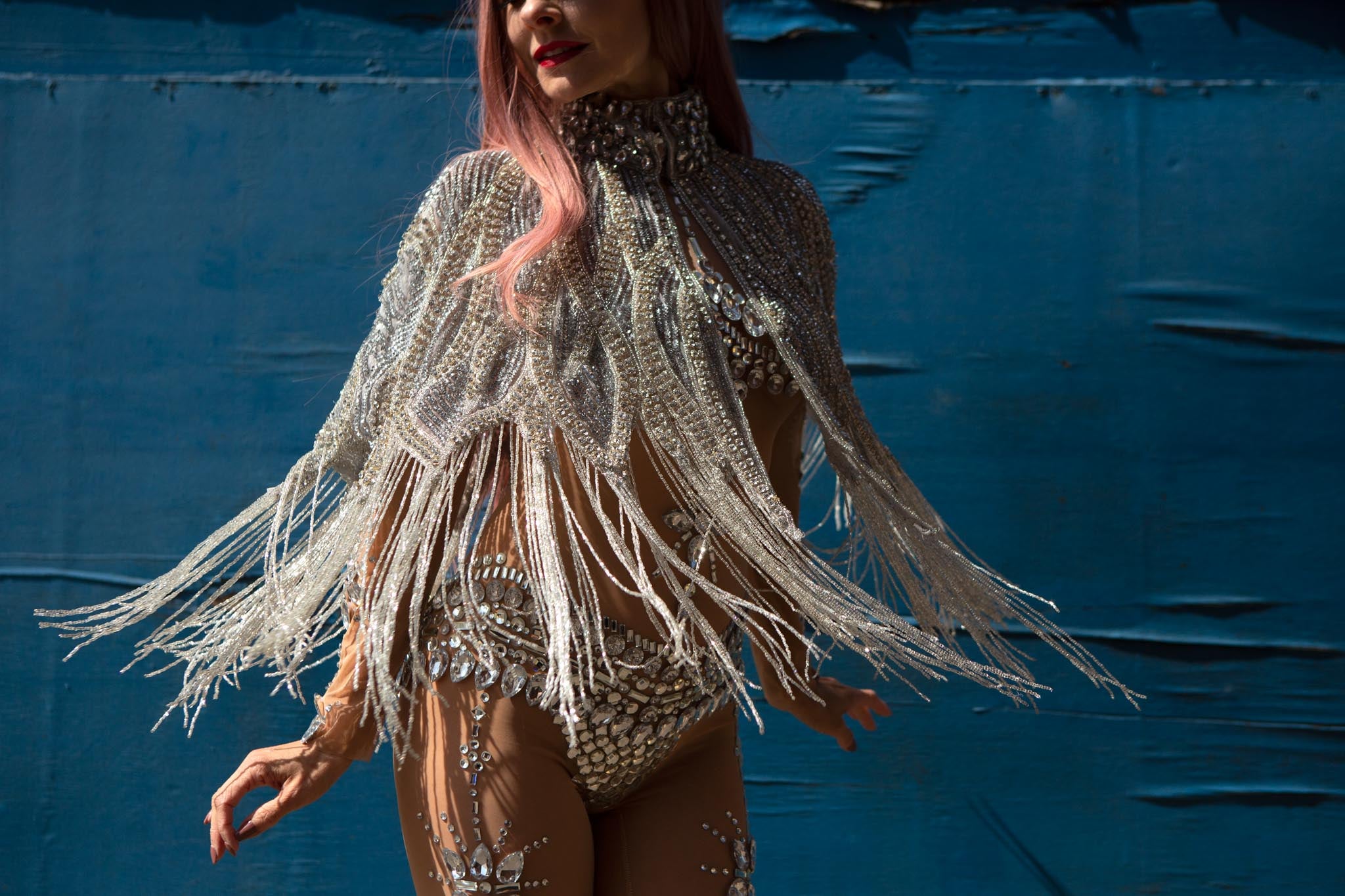 1920's deco crystal glass bead fringe flapper cape