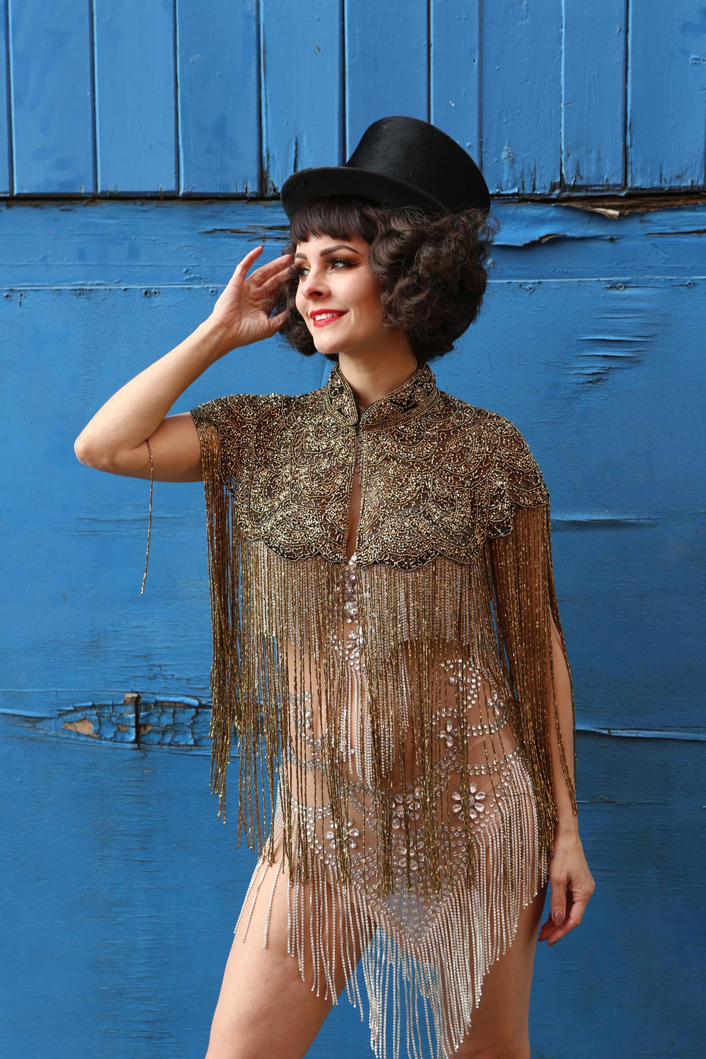1920 beaded bronze circus gatsby cape