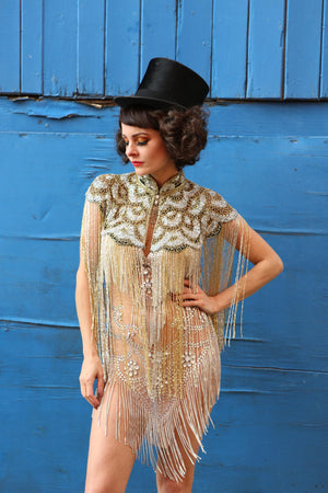 1920 beaded bronze circus deco gatsby cape