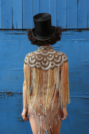 1920 beaded bronze circus deco gatsby cape