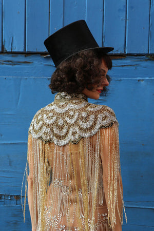 1920 beaded bronze circus deco gatsby cape