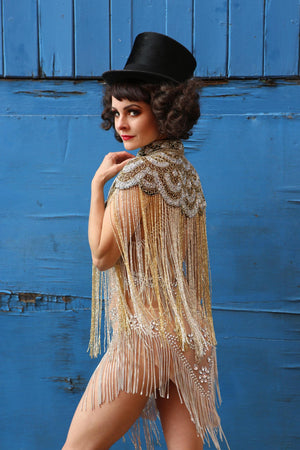 1920 beaded bronze circus deco gatsby cape