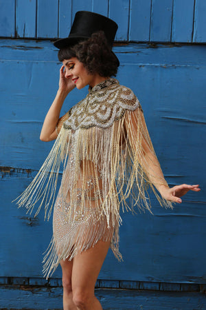 1920 beaded bronze circus deco gatsby cape