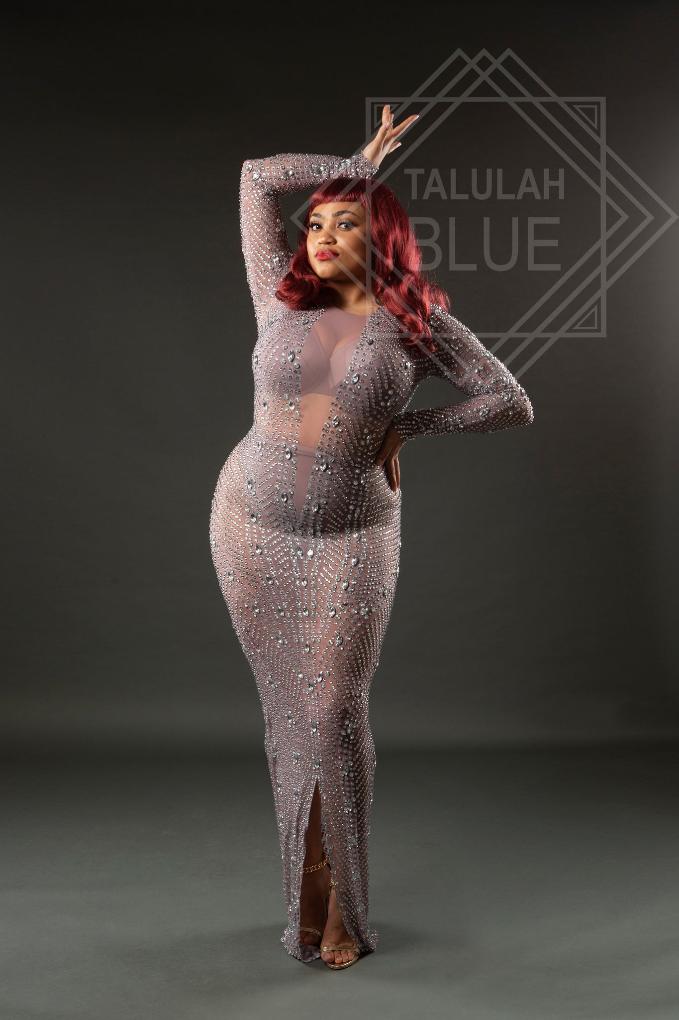 Floor Length Glamorous Crystal Bodycon Dress