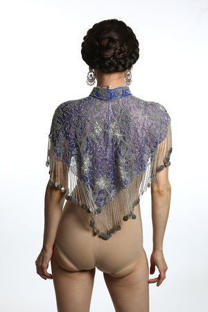Blue & Silver Sequin Tassel Cape