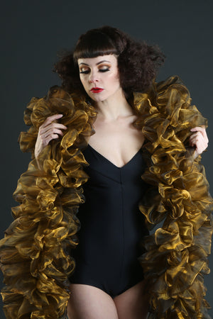 Antique Gold Burlesque Vegan Organza Boa ~ cabaret drag costume
