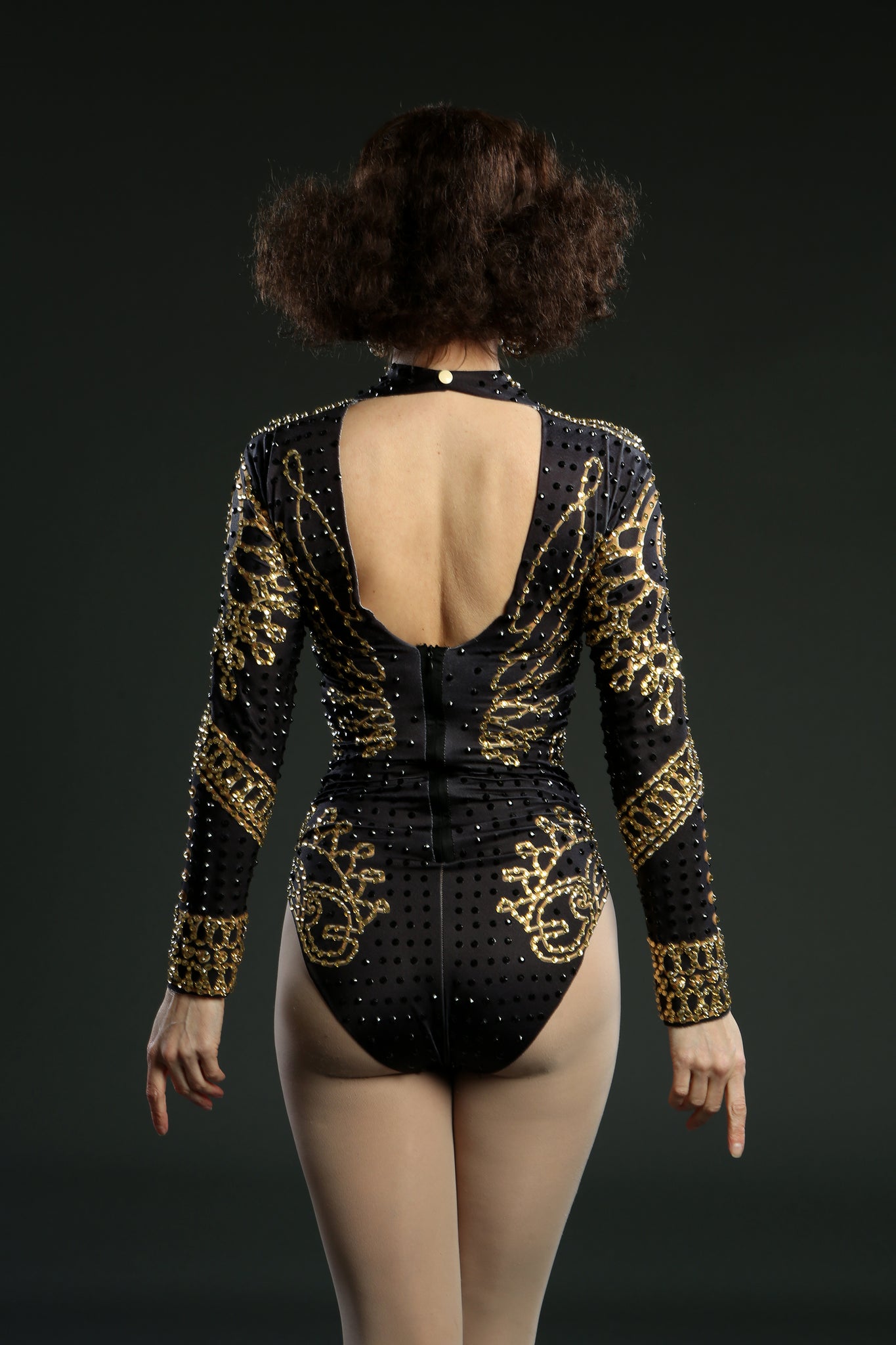 Black & Gold Circus Military Dance Leotard