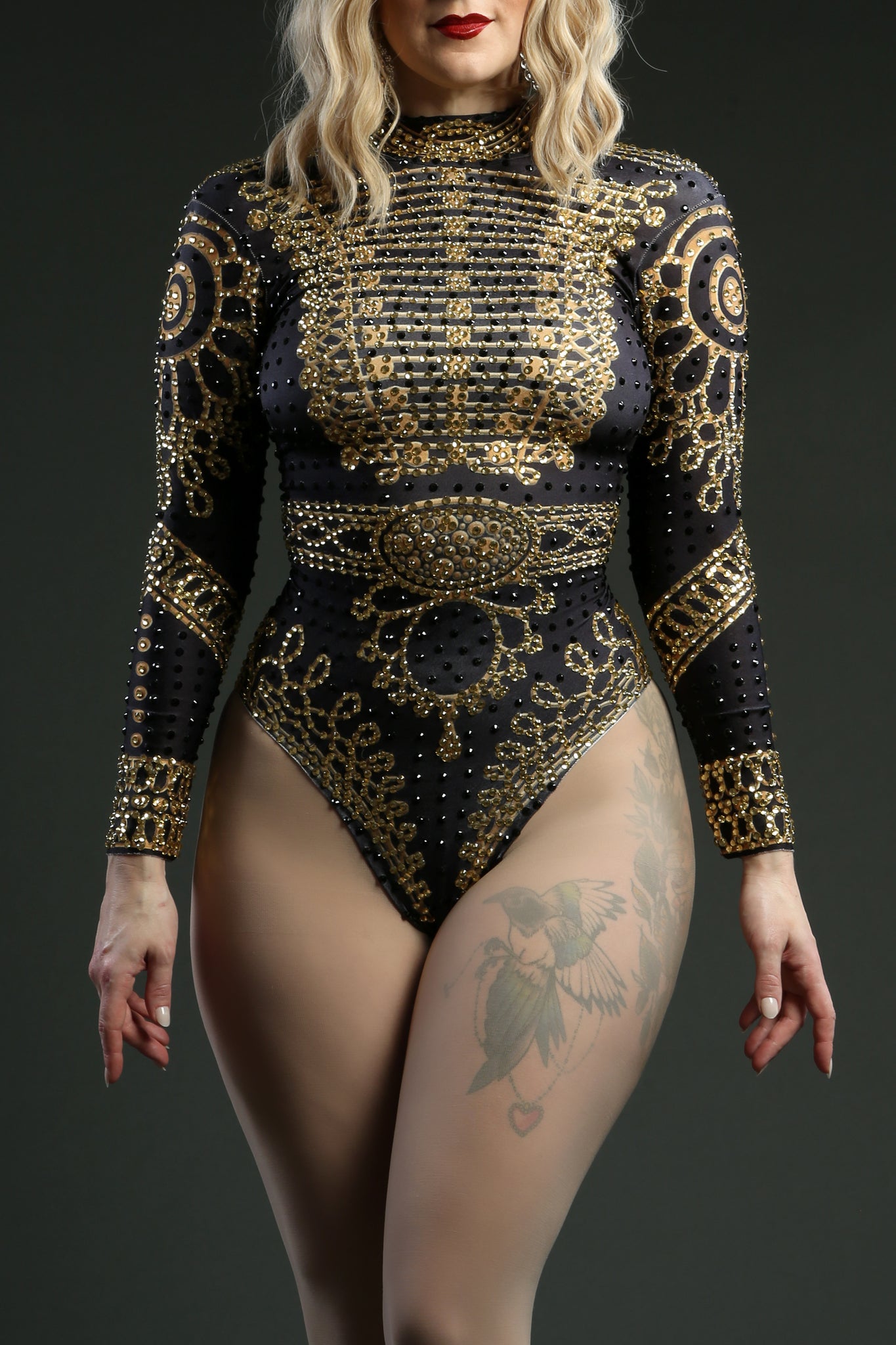 Black & Gold Circus Military Dance Leotard