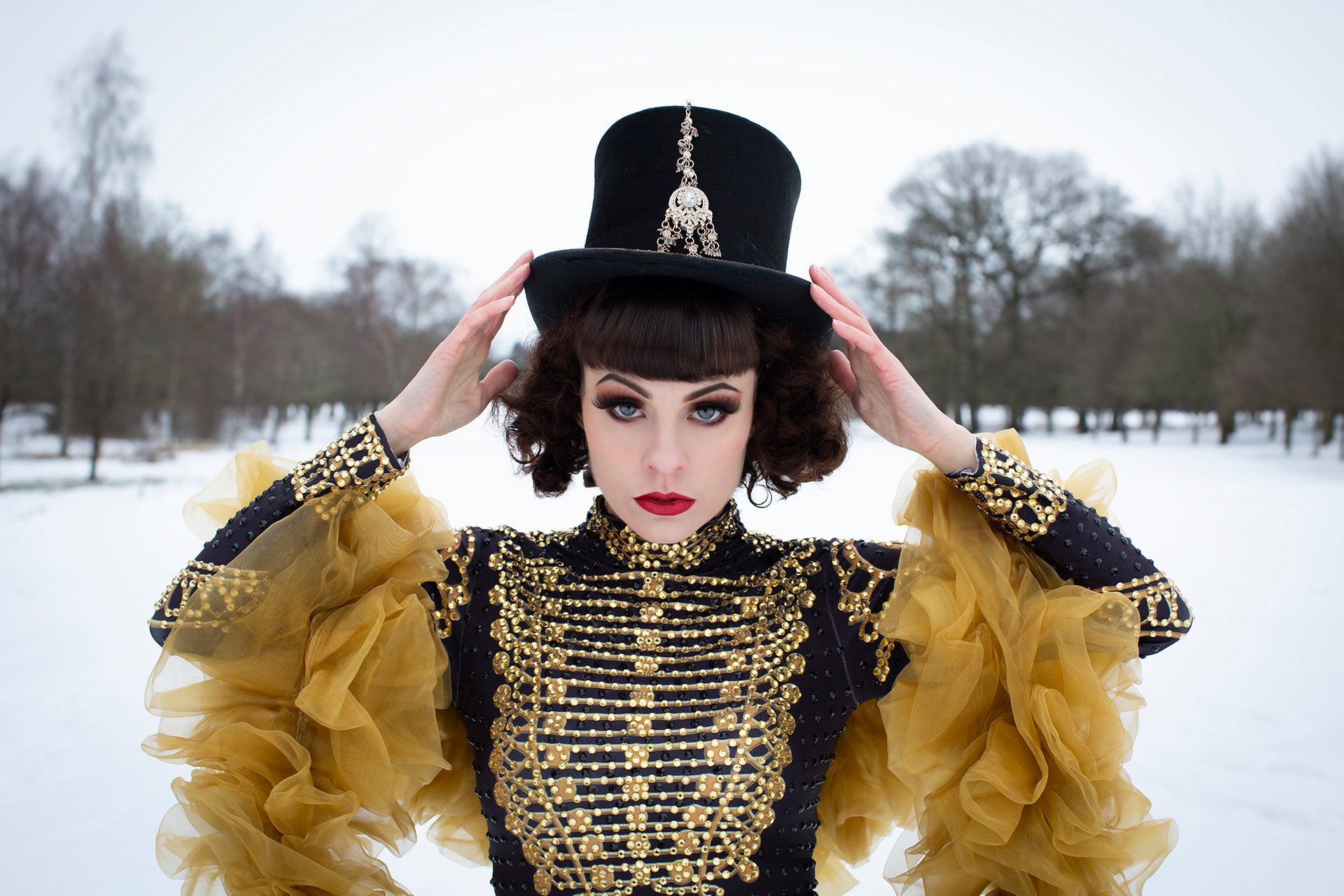 antique old gold burlesque organza boa costume dance