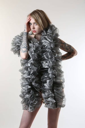 Silver Burlesque Organza Boa ~ vegan ~ cabaret and drag costume