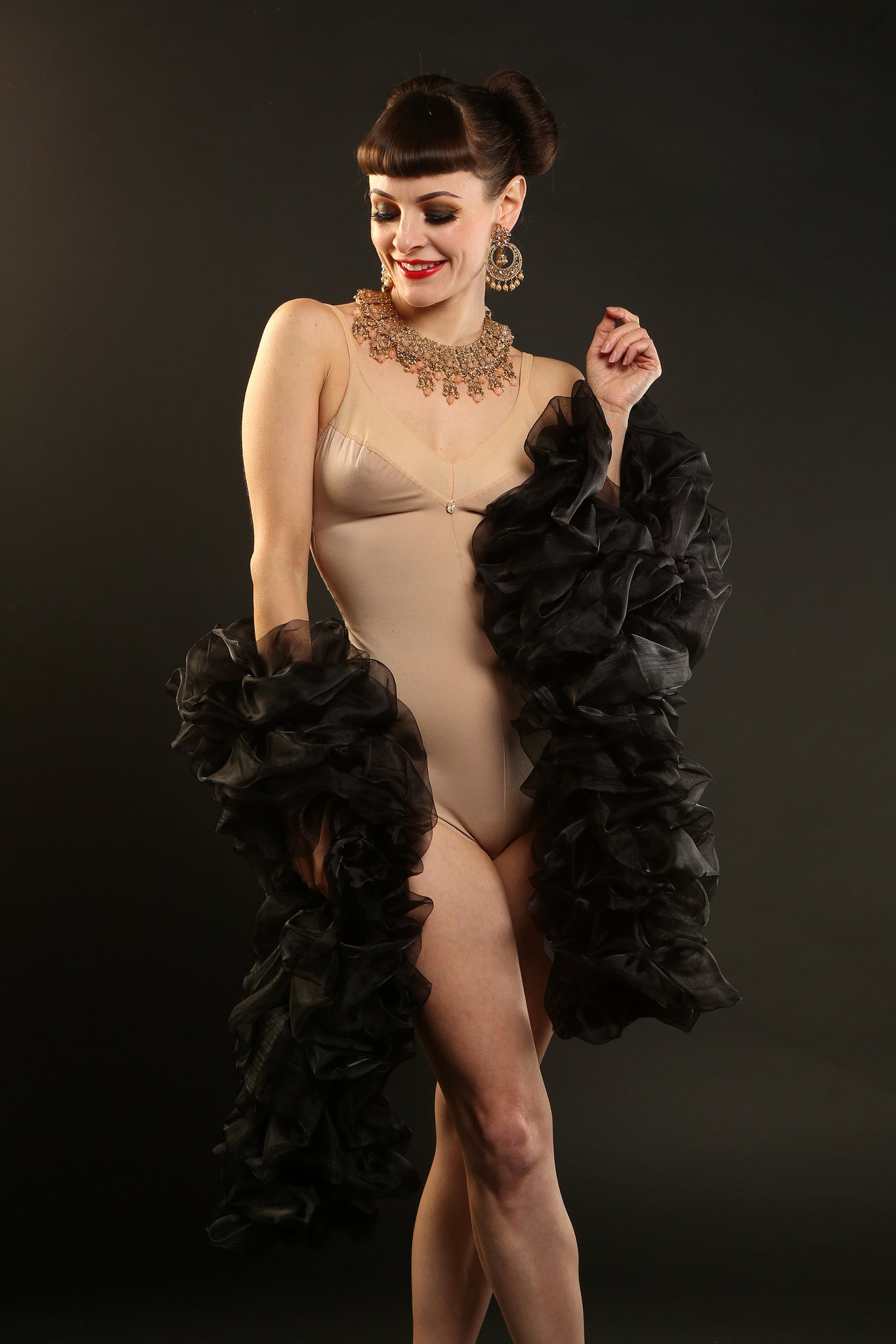 Black Burlesque Vegan Organza Boa ~ cabaret and drag costume