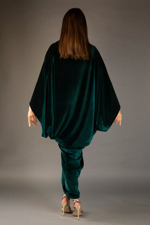 1920s Forest Green Velvet Great Gatsby Dress - Floor length flapper Cocoon Robe