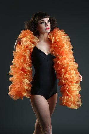 orange and yellow organza vegan boa burlesque costume
